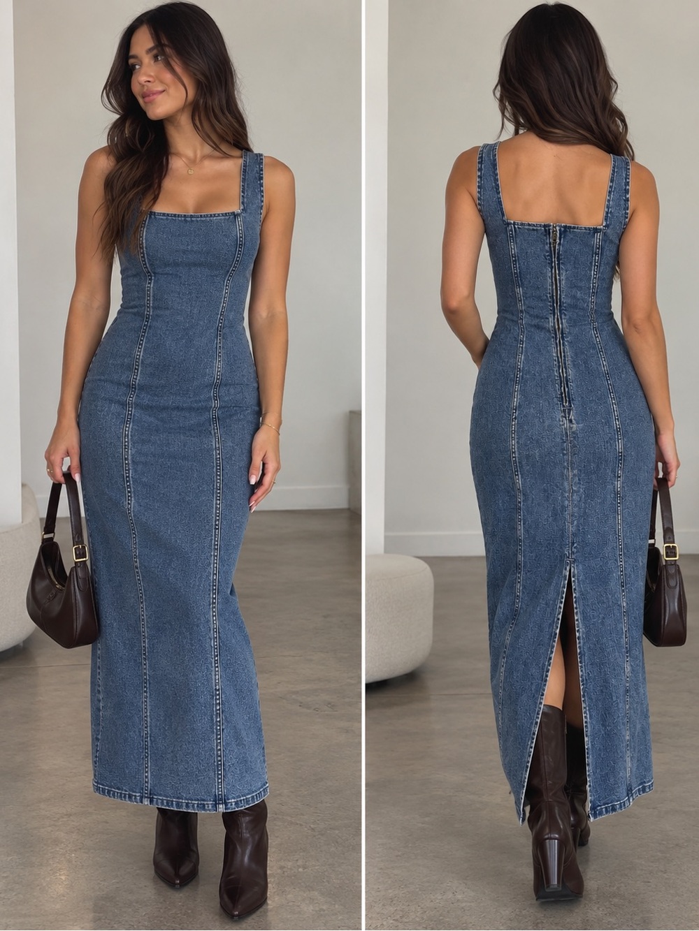 Abercrombie & Fitch Blue Straight-Leg Denim Dress
